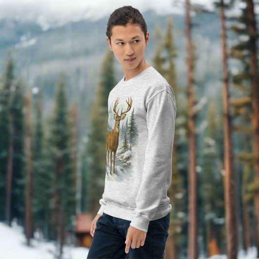 White-Tailed Buck Winter Sweatshirt – Ash Grey