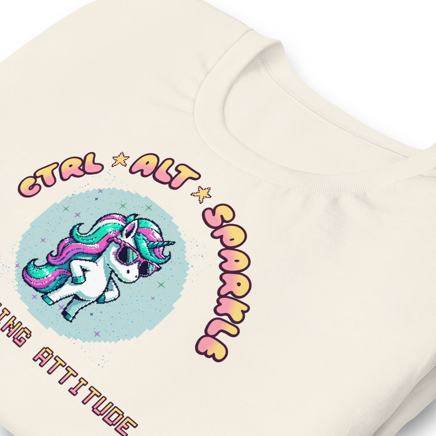 Control + Alt + Sparkle T-Shirt – Retro Pixel Unicorn Graphic Tee | Soft Cotton Unisex Fit