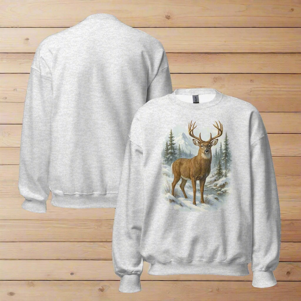 White-Tailed Buck Winter Sweatshirt – Ash Grey